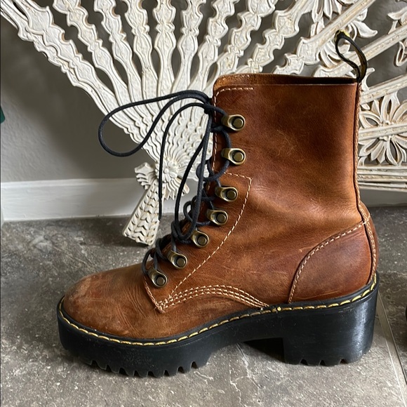 Dr. Martens Brown Leather Leona Boots - Picture 5 of 8